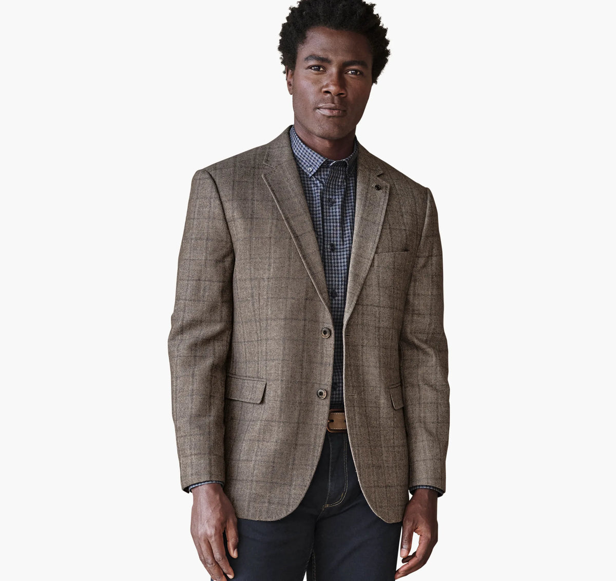 Taupe Windowpane Plaid