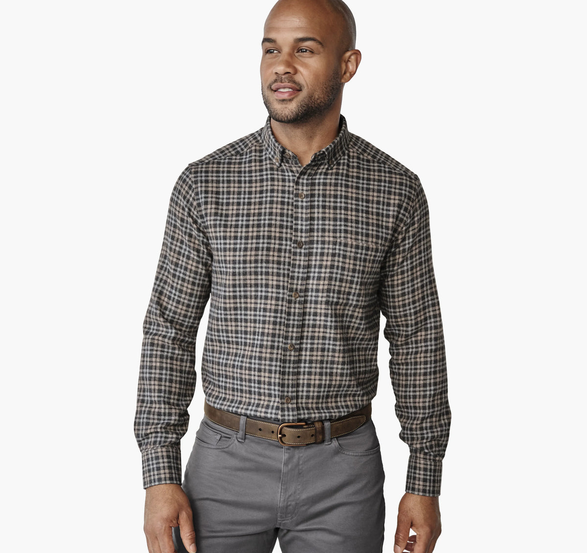 Charcoal/Tan Split Plaid