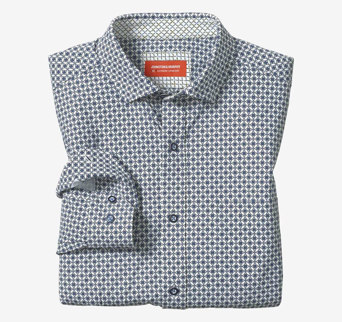 White/Navy Interlocking Geo Print
