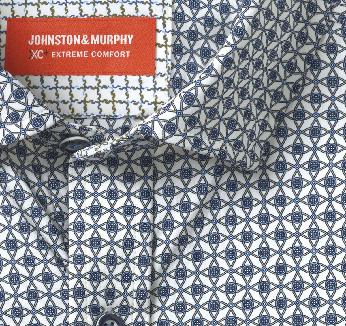 White/Navy Interlocking Geo Print