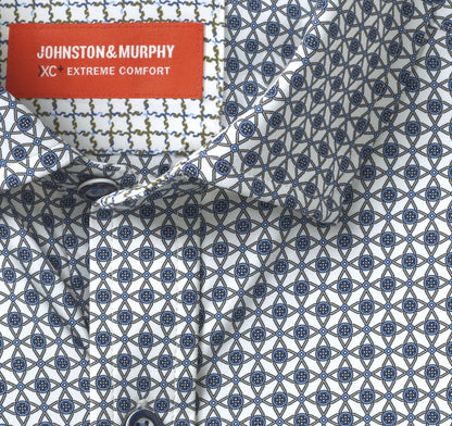 White/Navy Interlocking Geo Print