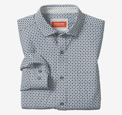 White/Navy Interlocking Geo Print