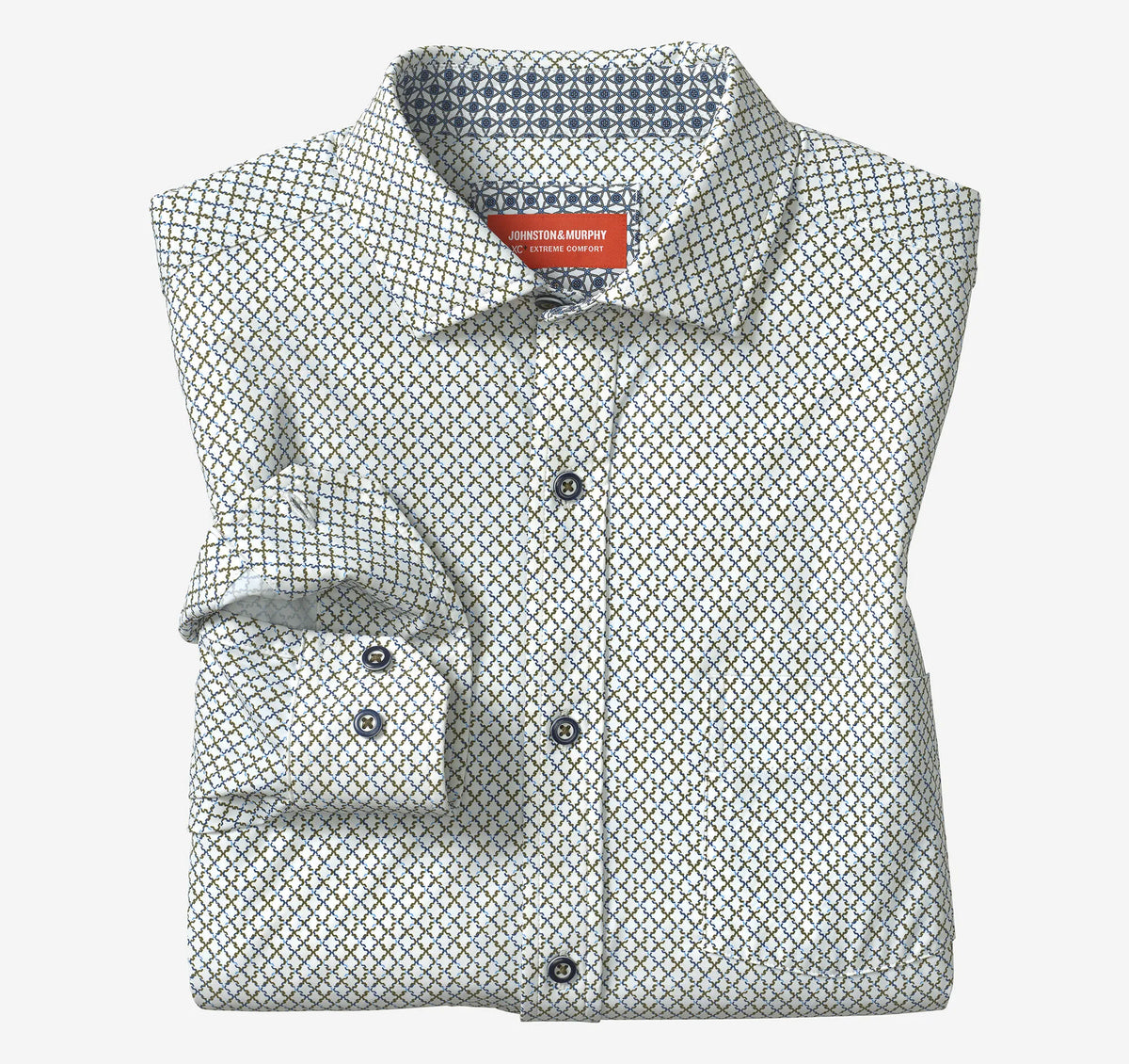 White/Olive Trellis Print