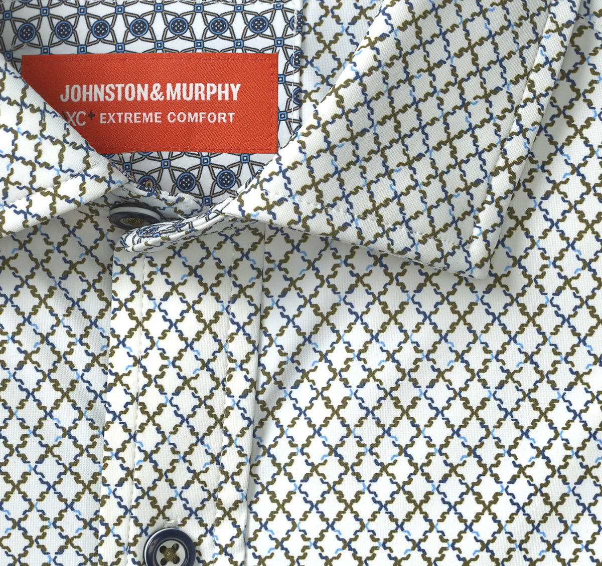 White/Olive Trellis Print