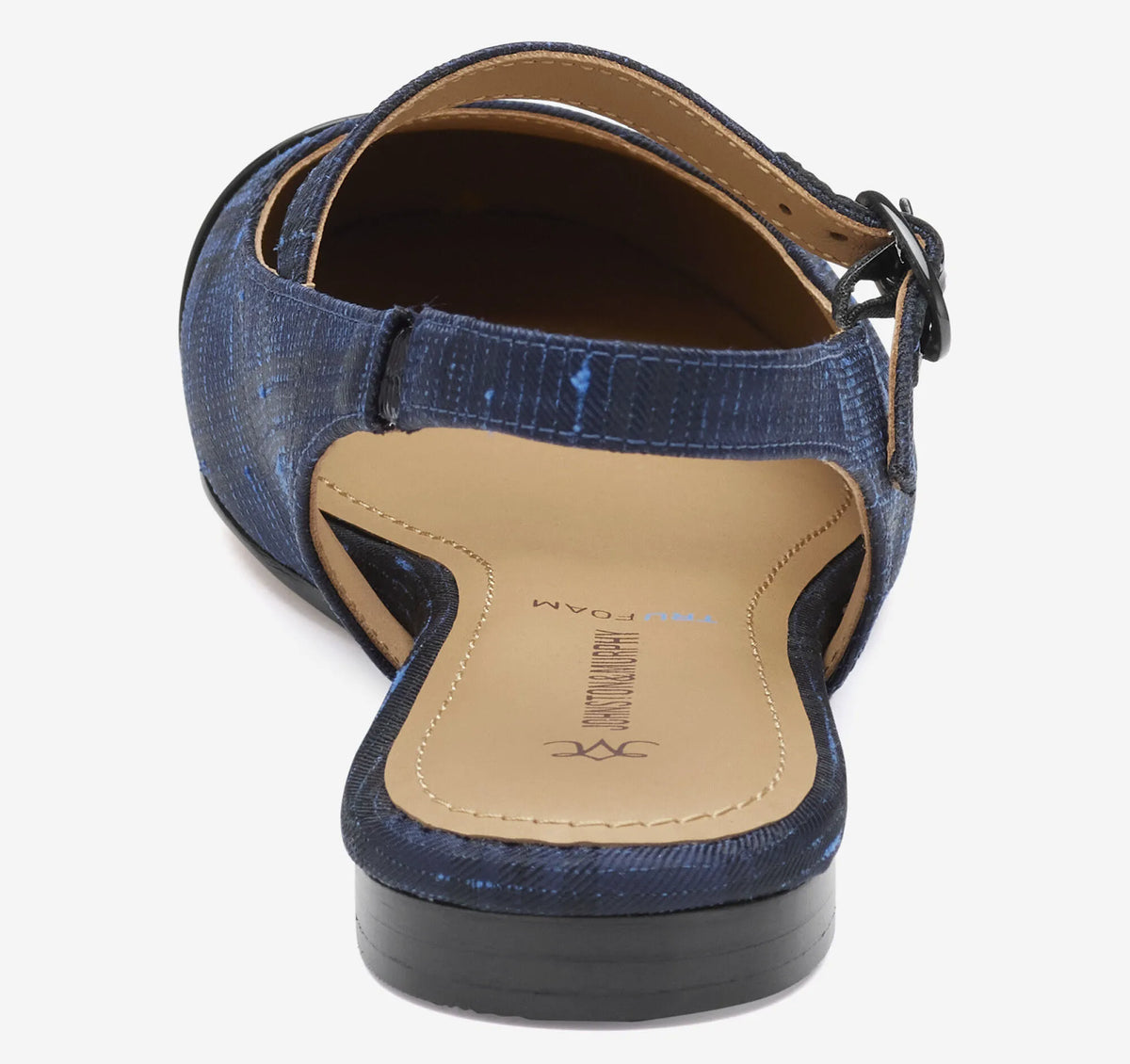 Navy Italian Plaid Fabric/Black Patent Leather