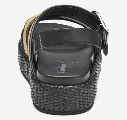 Natural Raffia/Black Nappa Leather