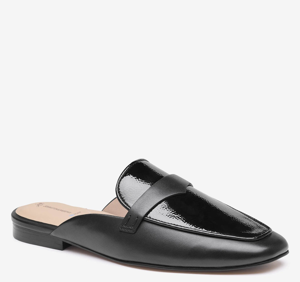 Black Glove Leather/Crinkled Patent Faux Leather