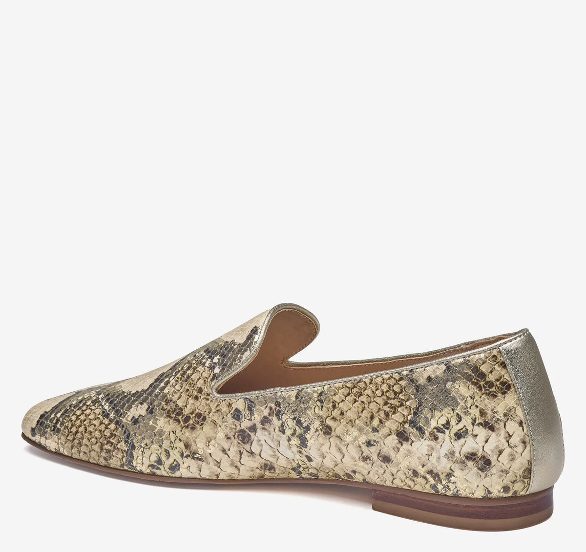 Gold Metallic Snake-Embossed Leather