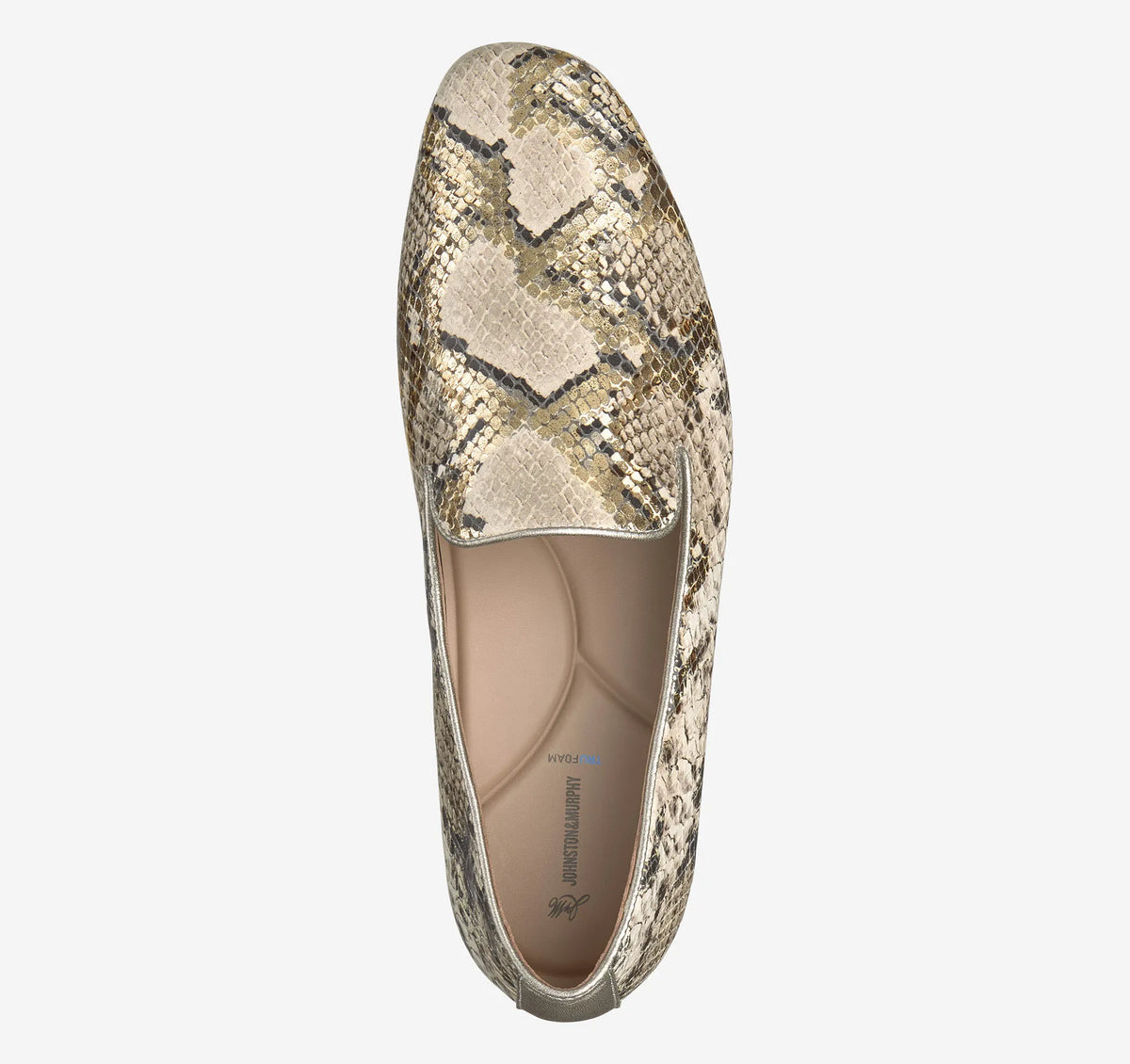 Gold Metallic Snake-Embossed Leather