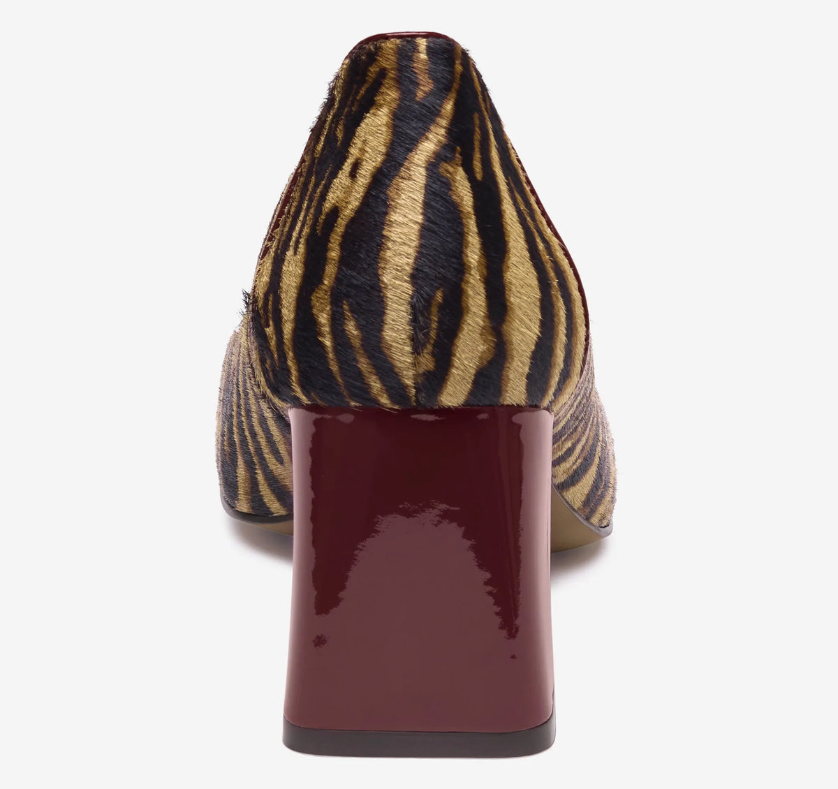 Beige/Brown Zebra-Print Haircalf/Red Patent Leather