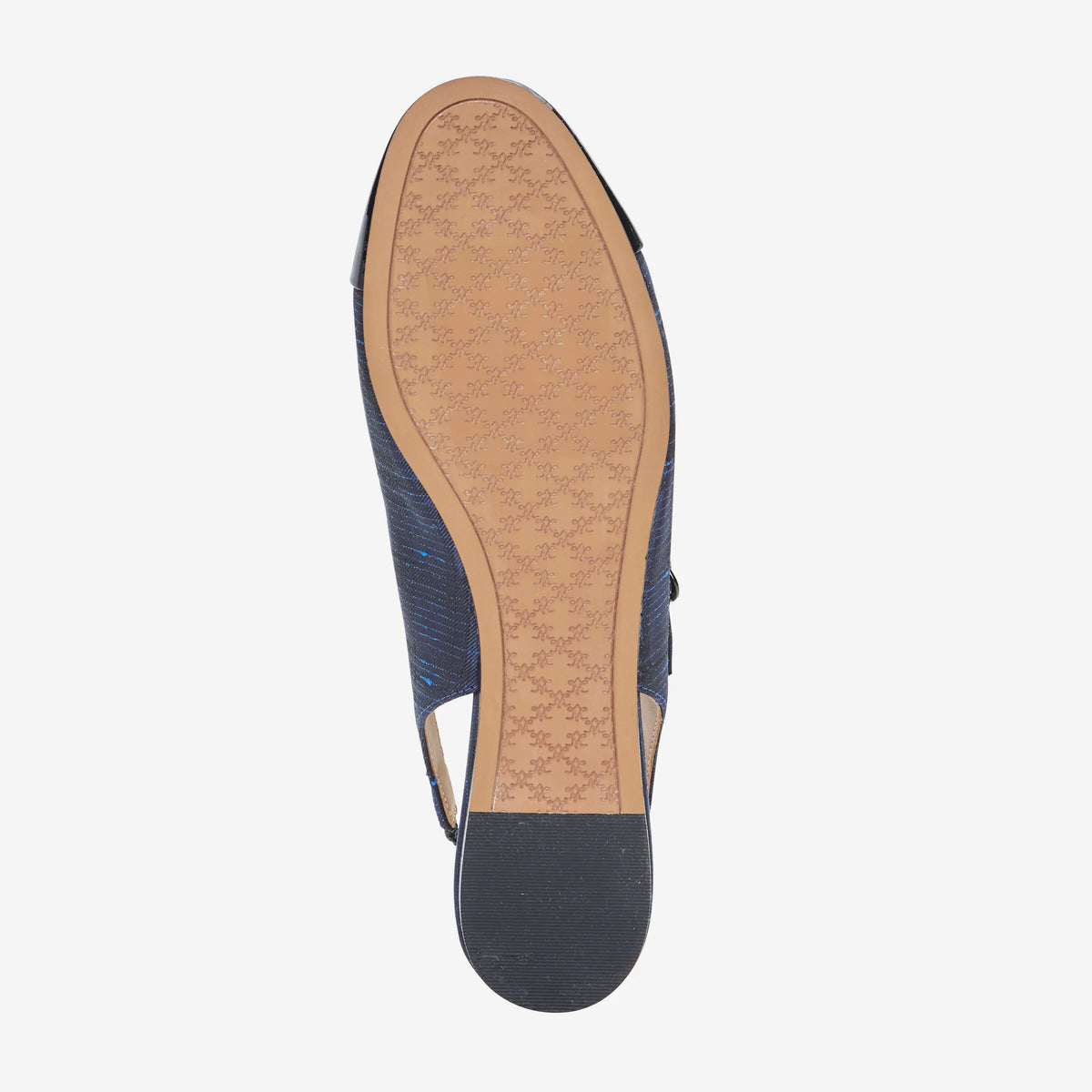Navy Italian Plaid Fabric/Black Patent Leather