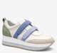 White Calfskin/Blue/Green Suede