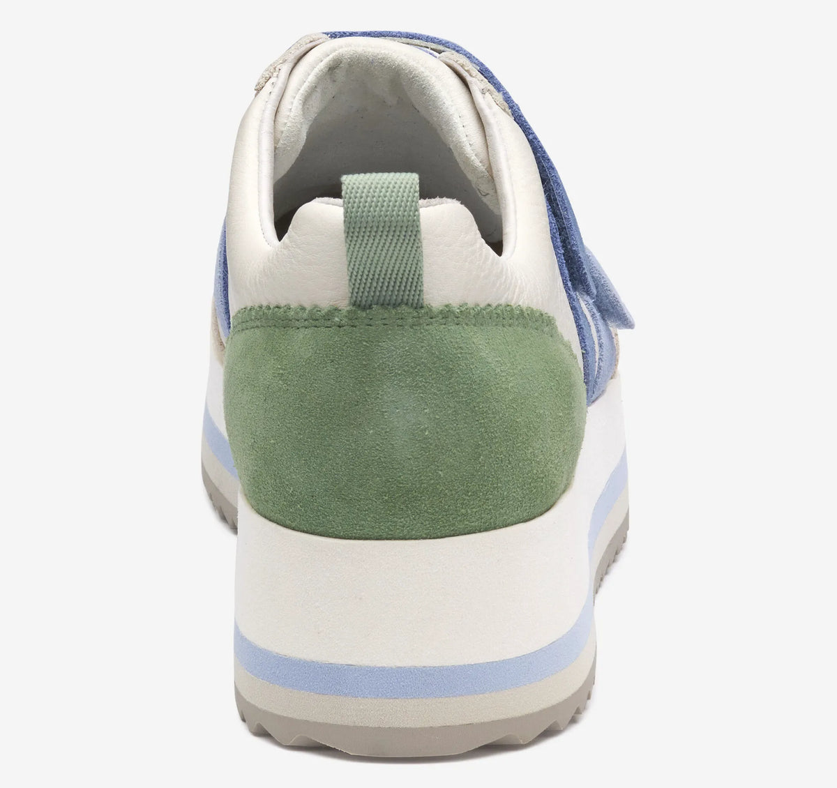 White Calfskin/Blue/Green Suede