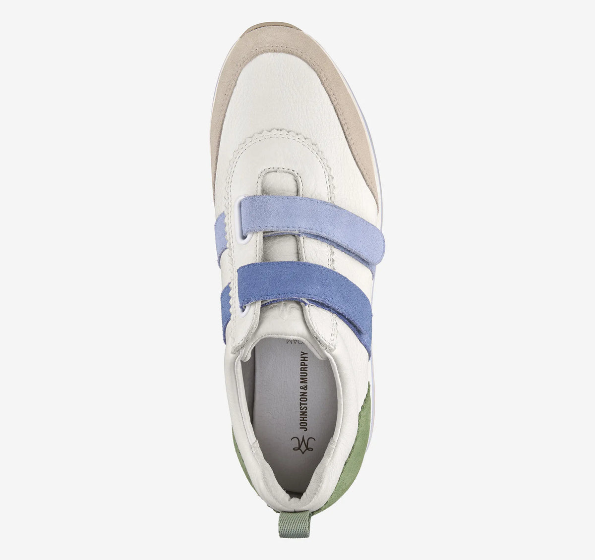 White Calfskin/Blue/Green Suede