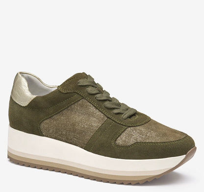 Olive Suede/Italian Metallic Kid Suede