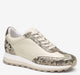 Pewter Metallic Snake-Embossed Leather/Bone Glove Leather