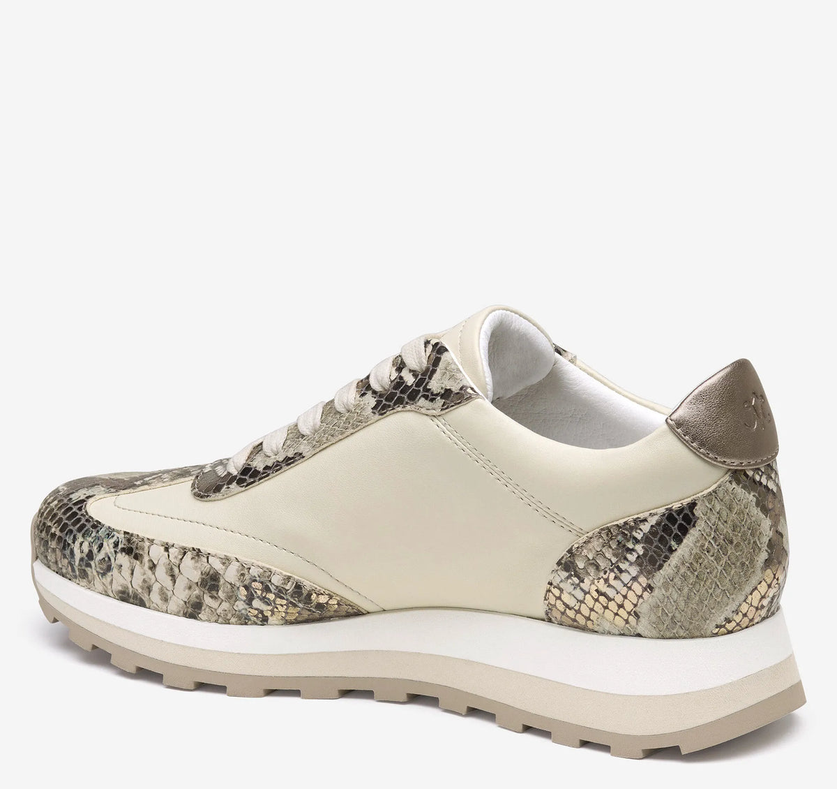 Pewter Metallic Snake-Embossed Leather/Bone Glove Leather