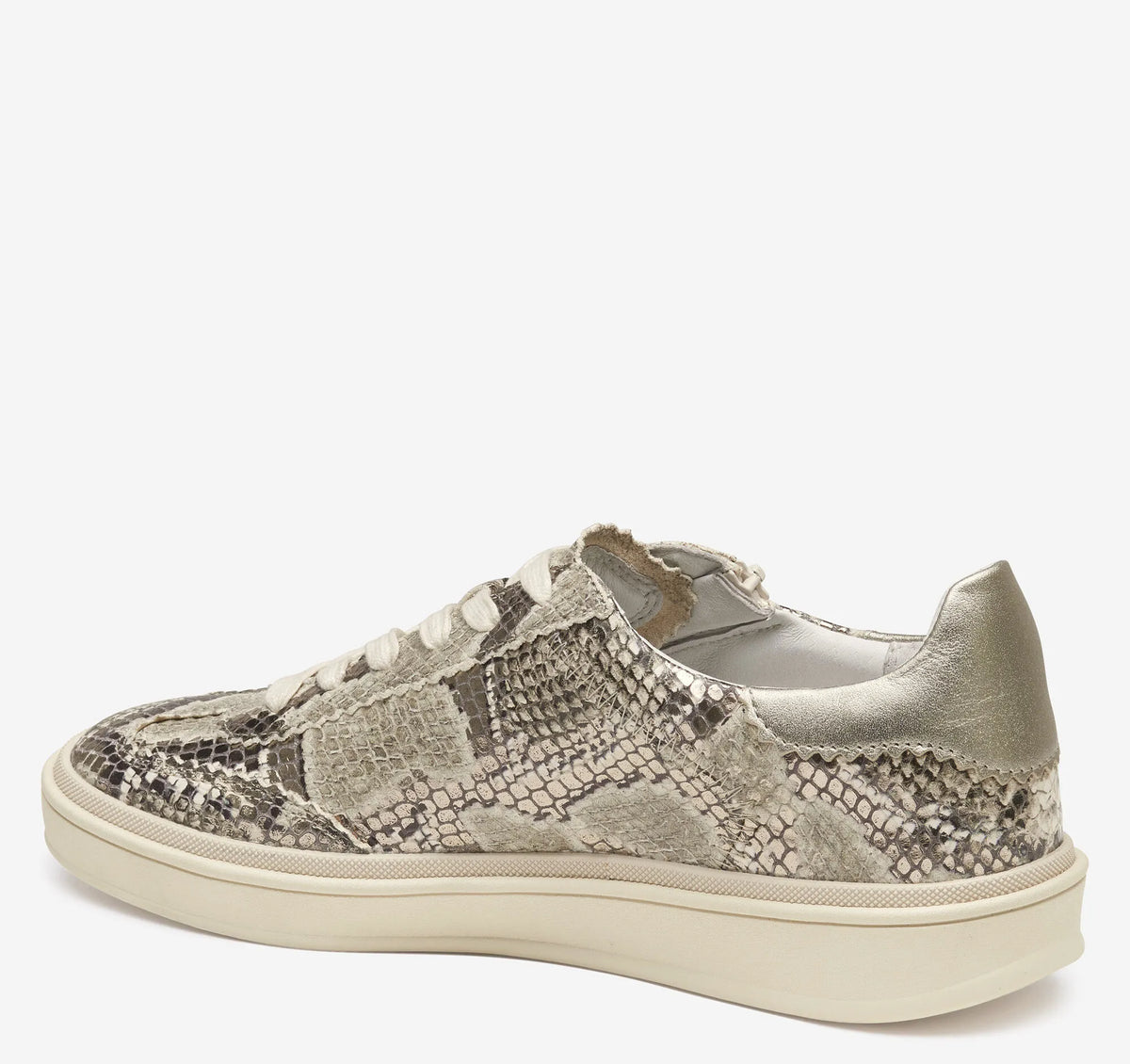 Pewter Metallic Snake-Embossed Leather