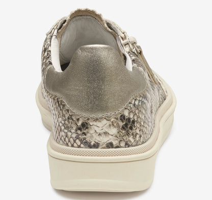Pewter Metallic Snake-Embossed Leather