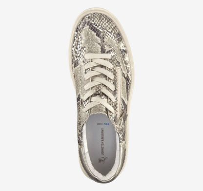 Pewter Metallic Snake-Embossed Leather
