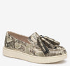 Pewter Metallic Snake-Embossed Leather