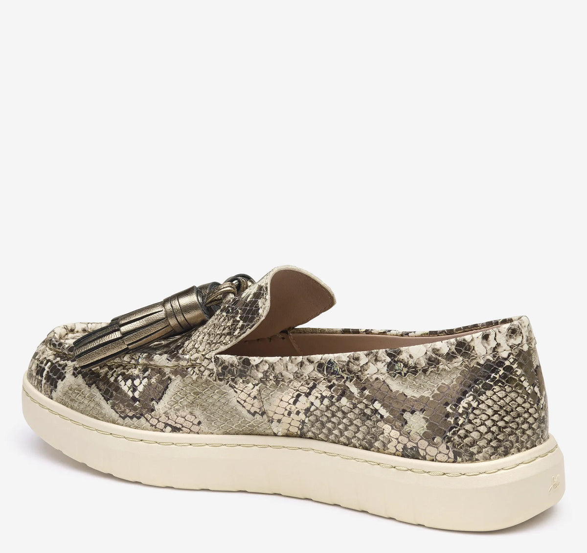 Pewter Metallic Snake-Embossed Leather