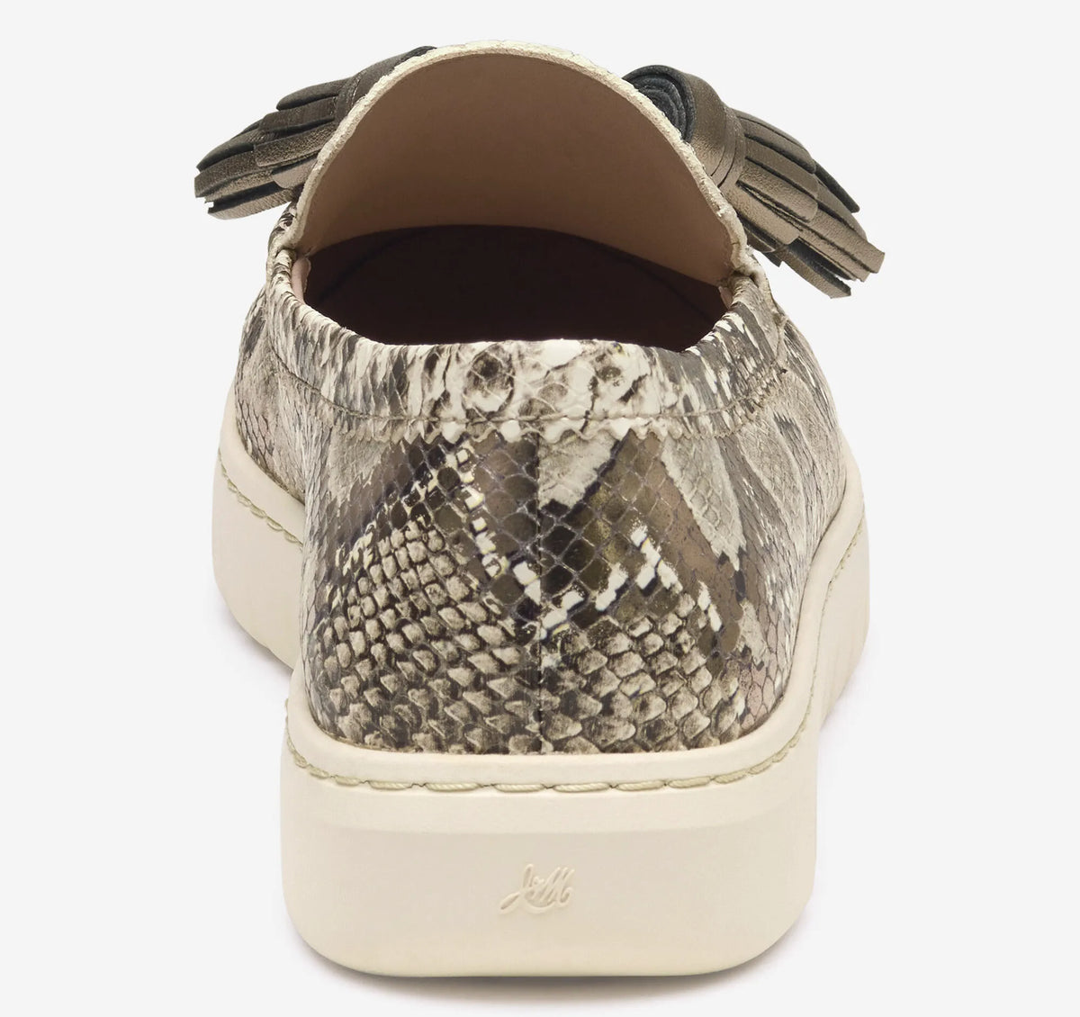 Pewter Metallic Snake-Embossed Leather