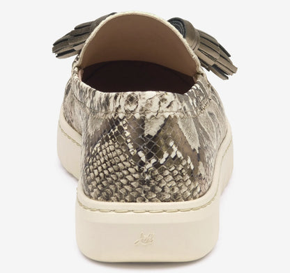 Pewter Metallic Snake-Embossed Leather