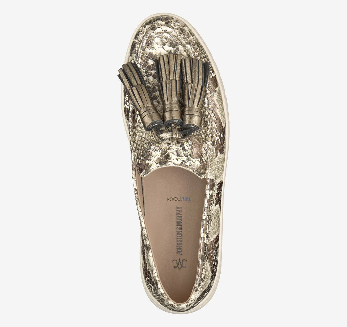 Pewter Metallic Snake-Embossed Leather
