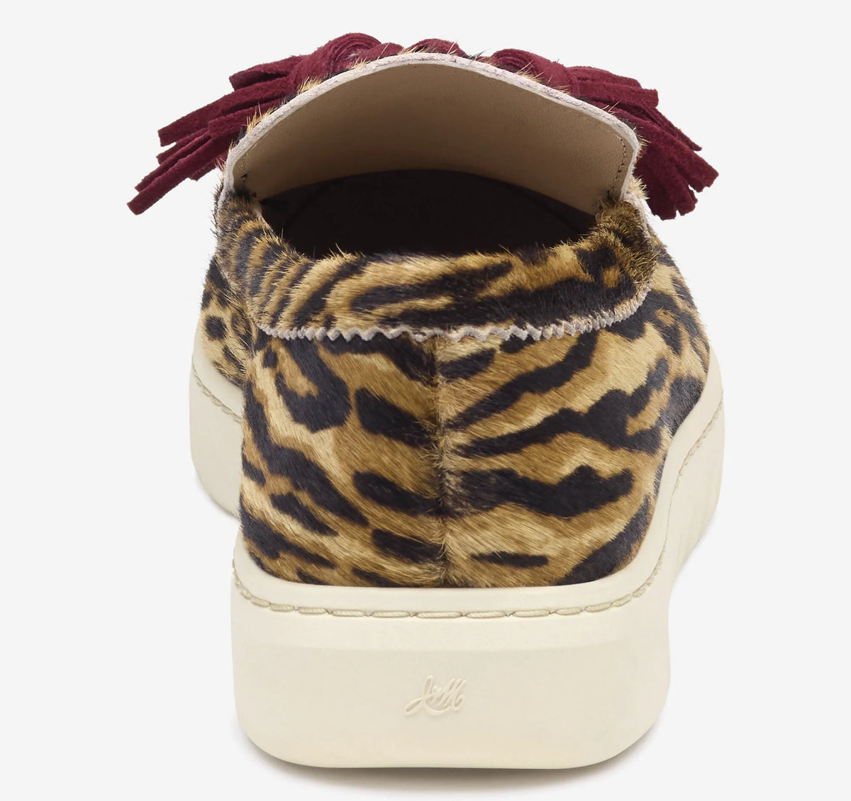 Beige/Brown Zebra-Print Haircalf/Merlot Kid Suede