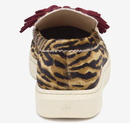 Beige/Brown Zebra-Print Haircalf/Merlot Kid Suede
