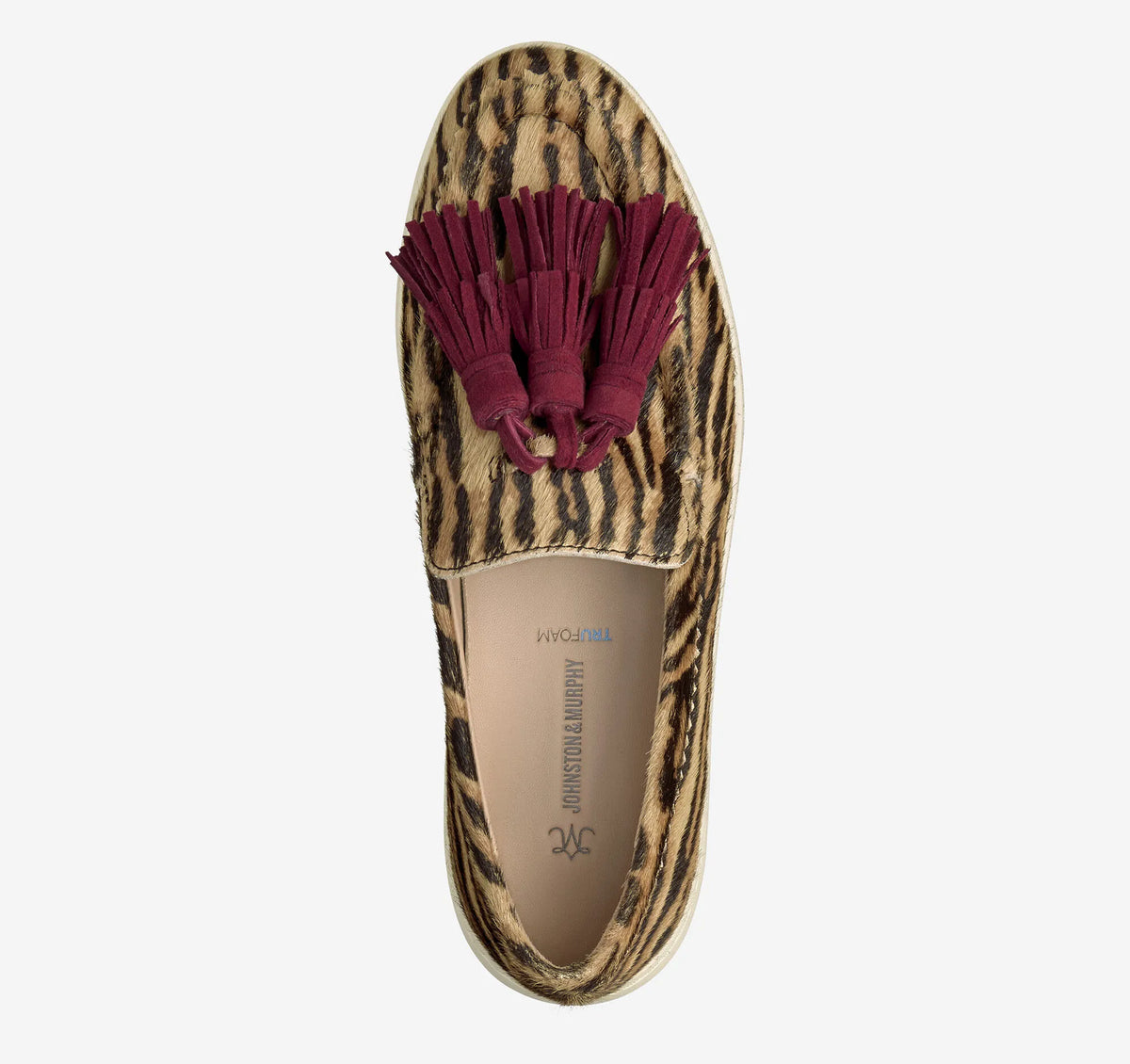 Beige/Brown Zebra-Print Haircalf/Merlot Kid Suede