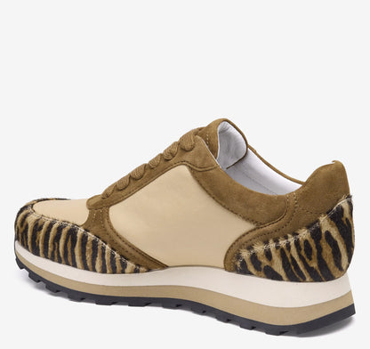 Sand/Beige Nappa Leather/Brown Zebra-Print Haircalf