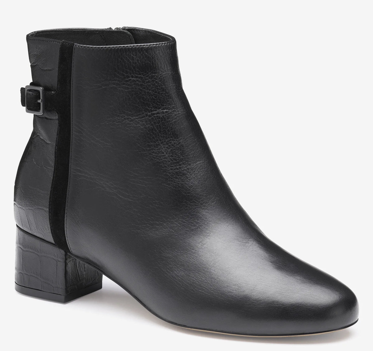 Black Nappa Leather/Italian Croc-Embossed Sheepskin
