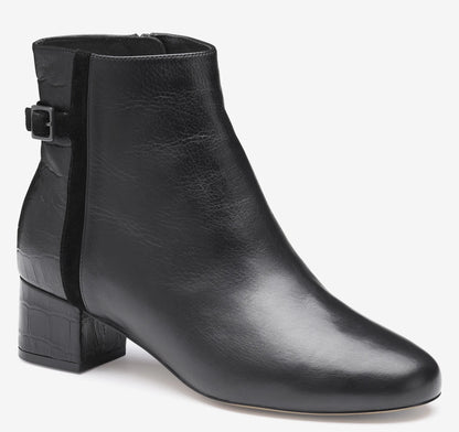 Black Nappa Leather/Italian Croc-Embossed Sheepskin