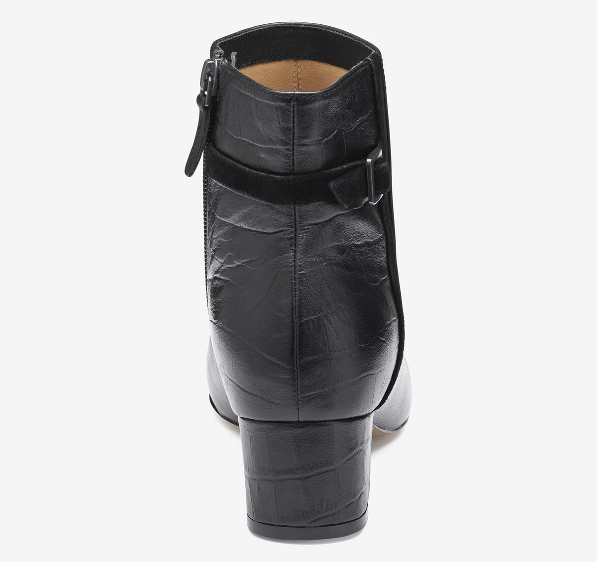 Black Nappa Leather/Italian Croc-Embossed Sheepskin