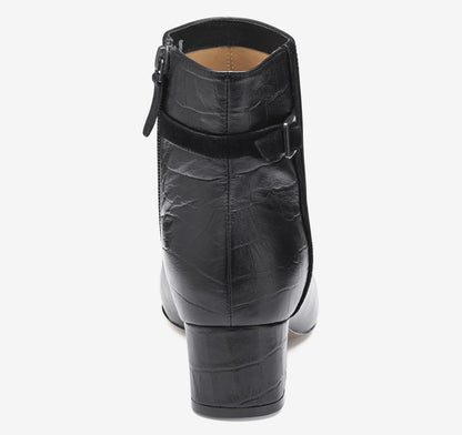 Black Nappa Leather/Italian Croc-Embossed Sheepskin